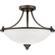 Bristo 3 Light 17.5 inch Rubbed Bronze Semi-Flush Mount Ceiling Light